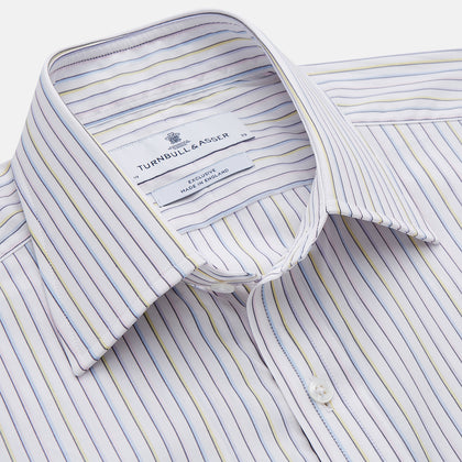 Purple Multi-stripe Cotton Regular Fit Mayfair Shirt Image 1