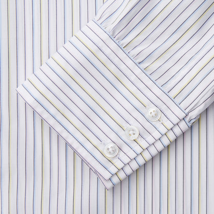 Purple Multi-stripe Cotton Regular Fit Mayfair Shirt Image 2