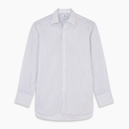 Purple Multi-stripe Cotton Regular Fit Mayfair Shirt Image 5