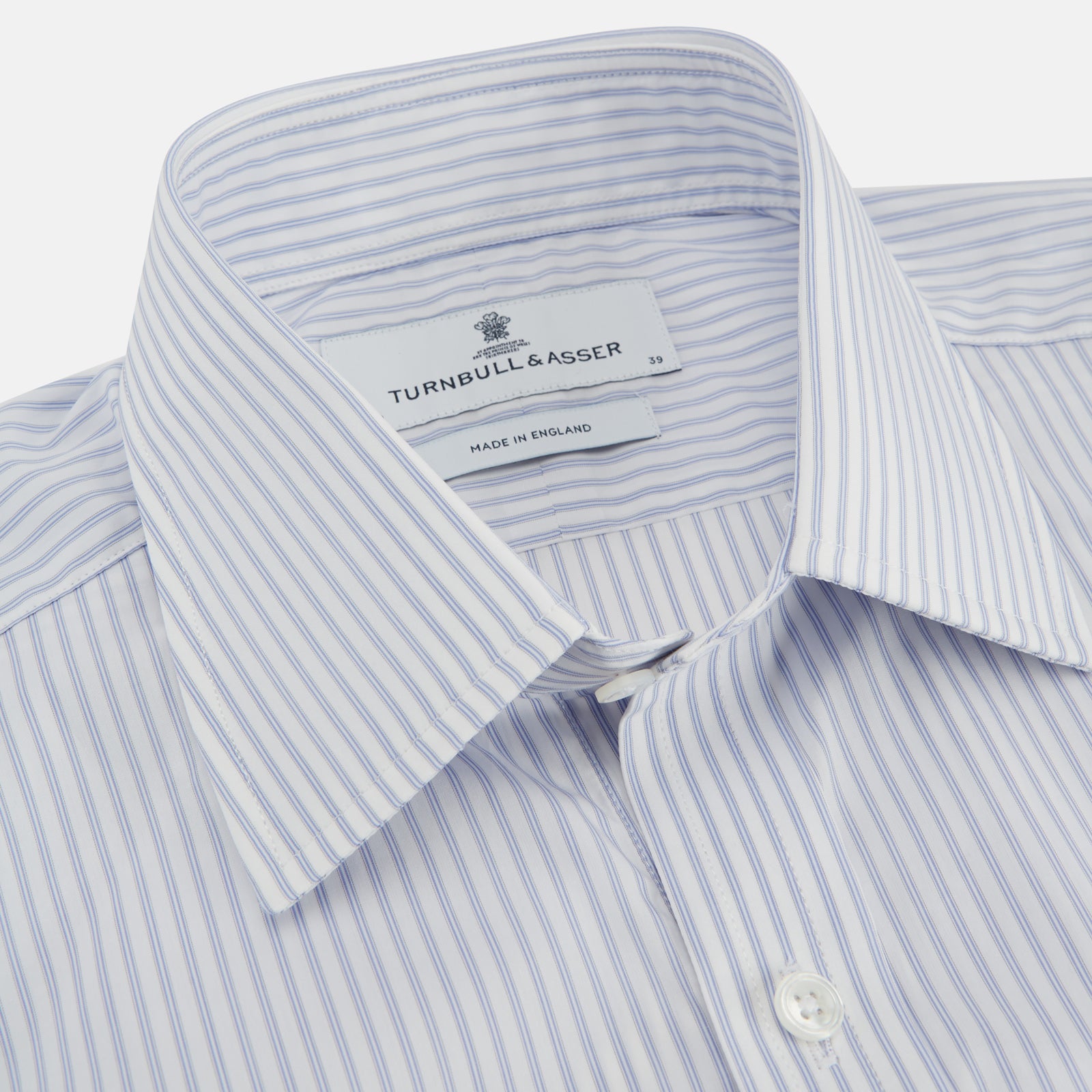 View 2 of product Pale Blue and White Multi-stripe Cotton Regular Fit Mayfair Shirt