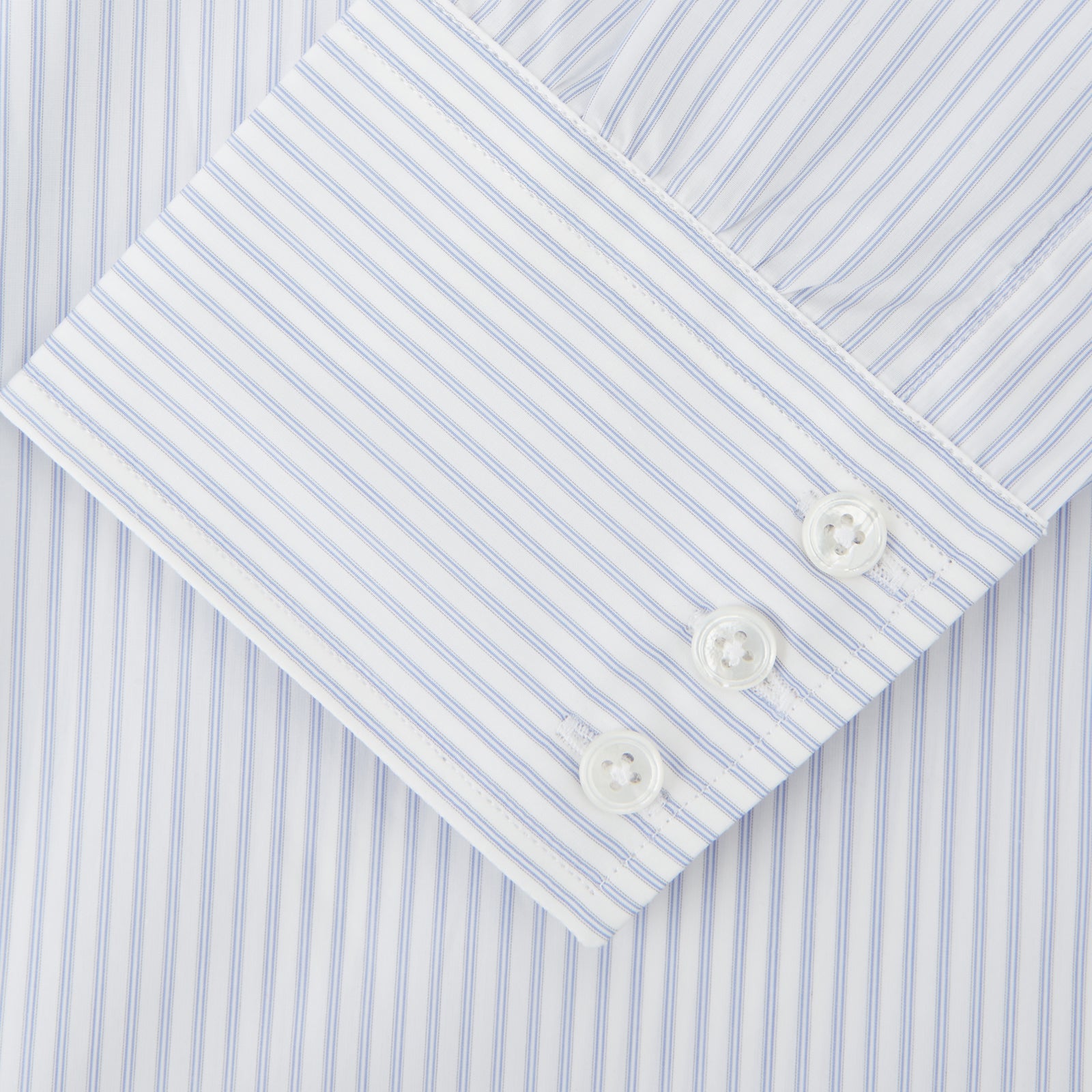 View 3 of product Pale Blue and White Multi-stripe Cotton Regular Fit Mayfair Shirt