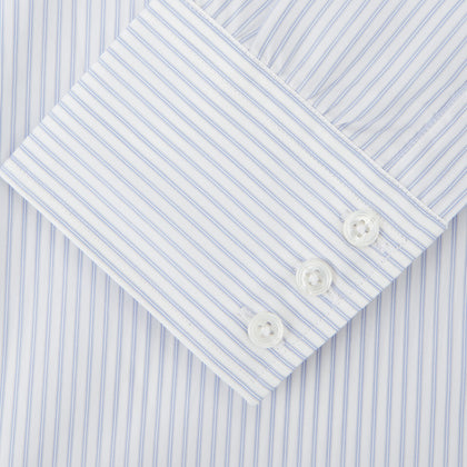 Pale Blue and White Multi-stripe Cotton Regular Fit Mayfair Shirt Image 2
