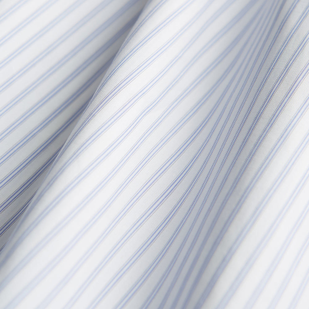 Pale Blue and White Multi-stripe Cotton Regular Fit Mayfair Shirt