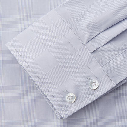 Faded Blue Block Check Cotton Tailored Fit Shelton Shirt Image 2