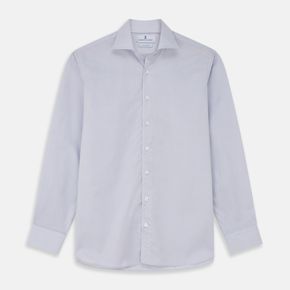 Faded Blue Block Check Cotton Tailored Fit Shelton Shirt