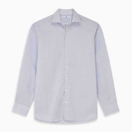 Faded Blue Block Check Cotton Tailored Fit Shelton Shirt Image 5