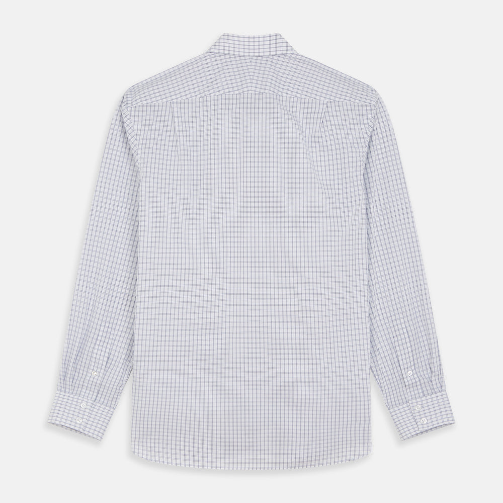 White and Blue Check Cotton Tailored Fit Shelton Shirt