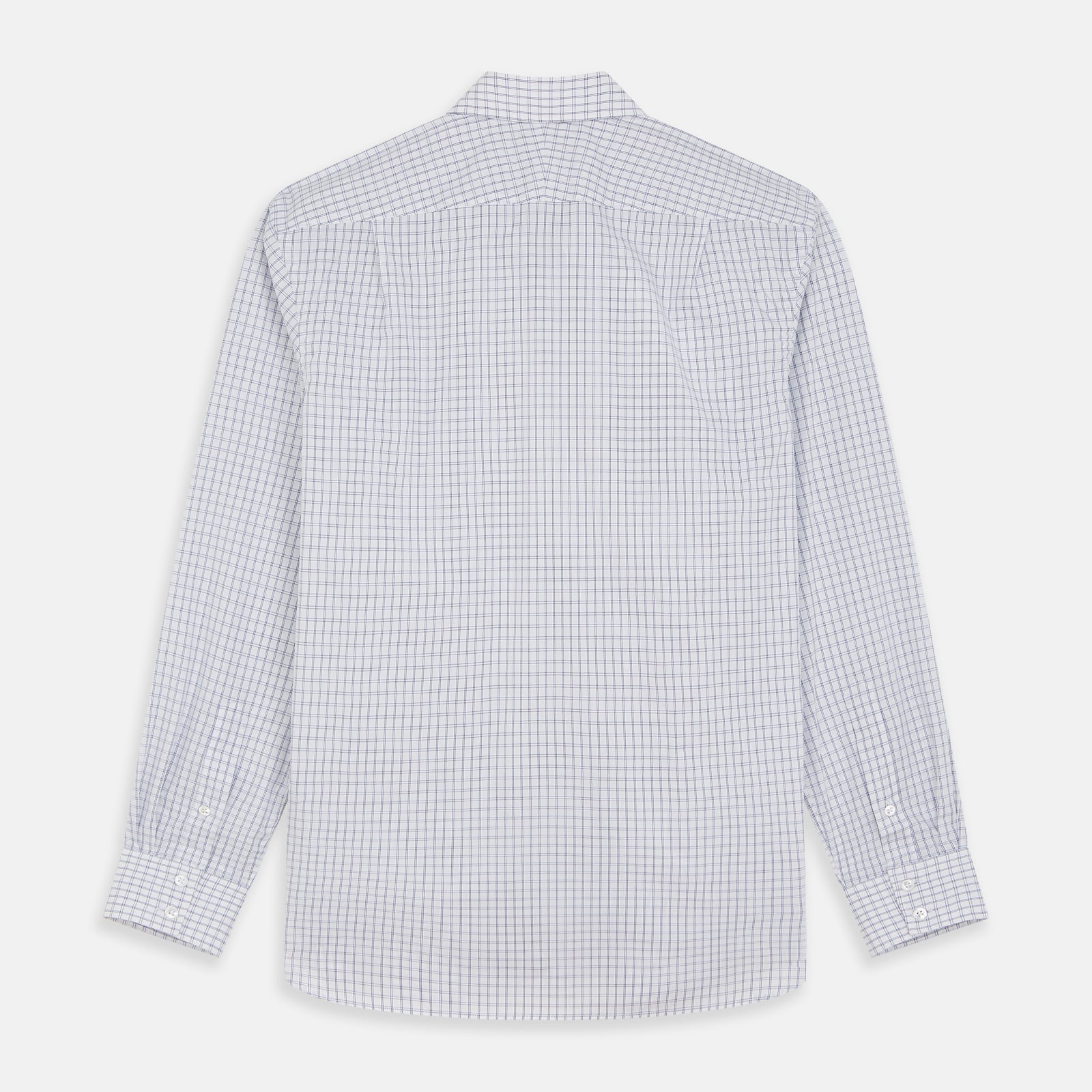 View 5 of product White and Blue Check Cotton Tailored Fit Shelton Shirt