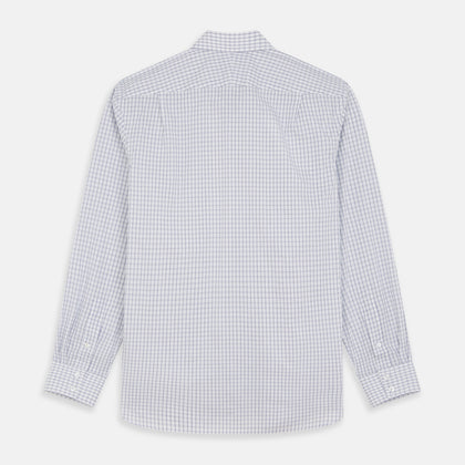 White and Blue Check Cotton Tailored Fit Shelton Shirt Image 4