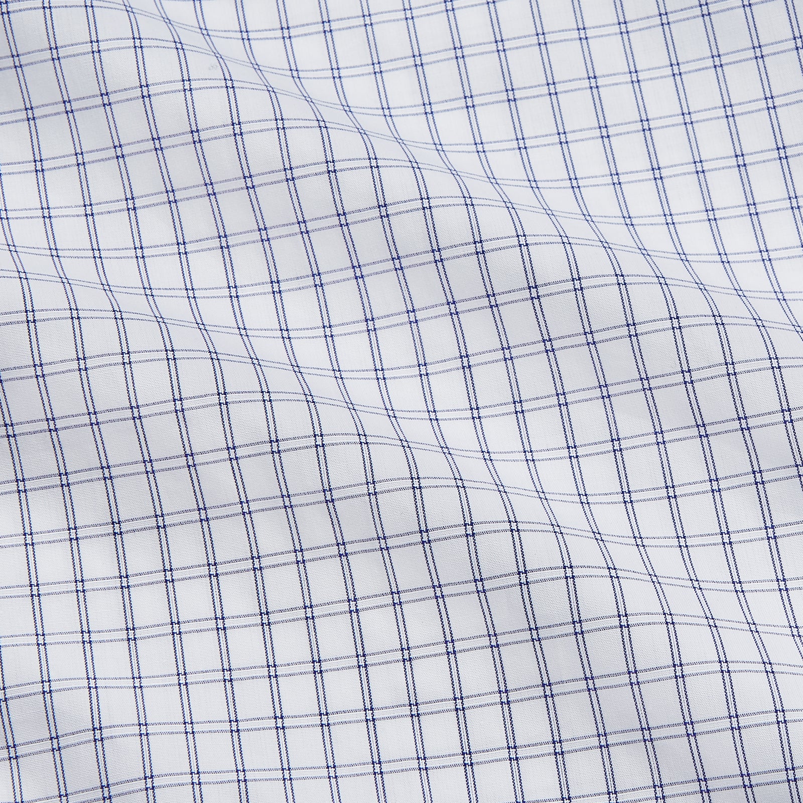 View 4 of product White and Blue Check Cotton Tailored Fit Shelton Shirt