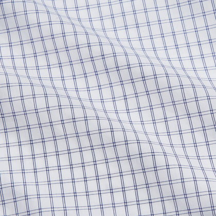 White and Blue Check Cotton Tailored Fit Shelton Shirt Image 3
