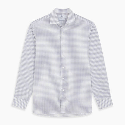 White and Blue Check Cotton Tailored Fit Shelton Shirt Image 5