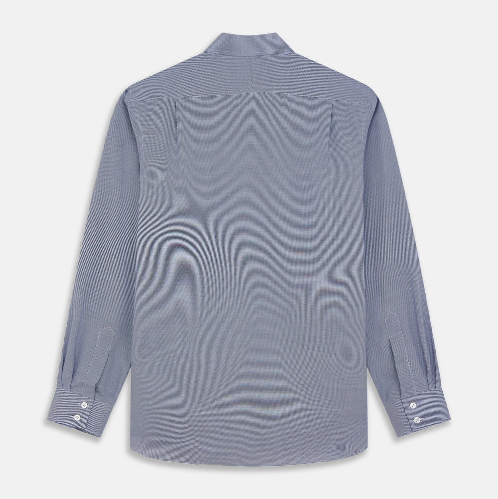 Navy Pattern Cotton Voile Tailored Fit Shelton Shirt