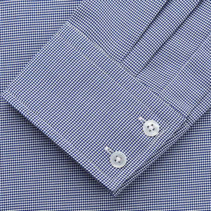 Navy Pattern Cotton Voile Tailored Fit Shelton Shirt Image 2