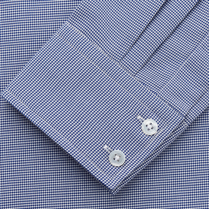 Navy Pattern Cotton Voile Tailored Fit Shelton Shirt Image 2