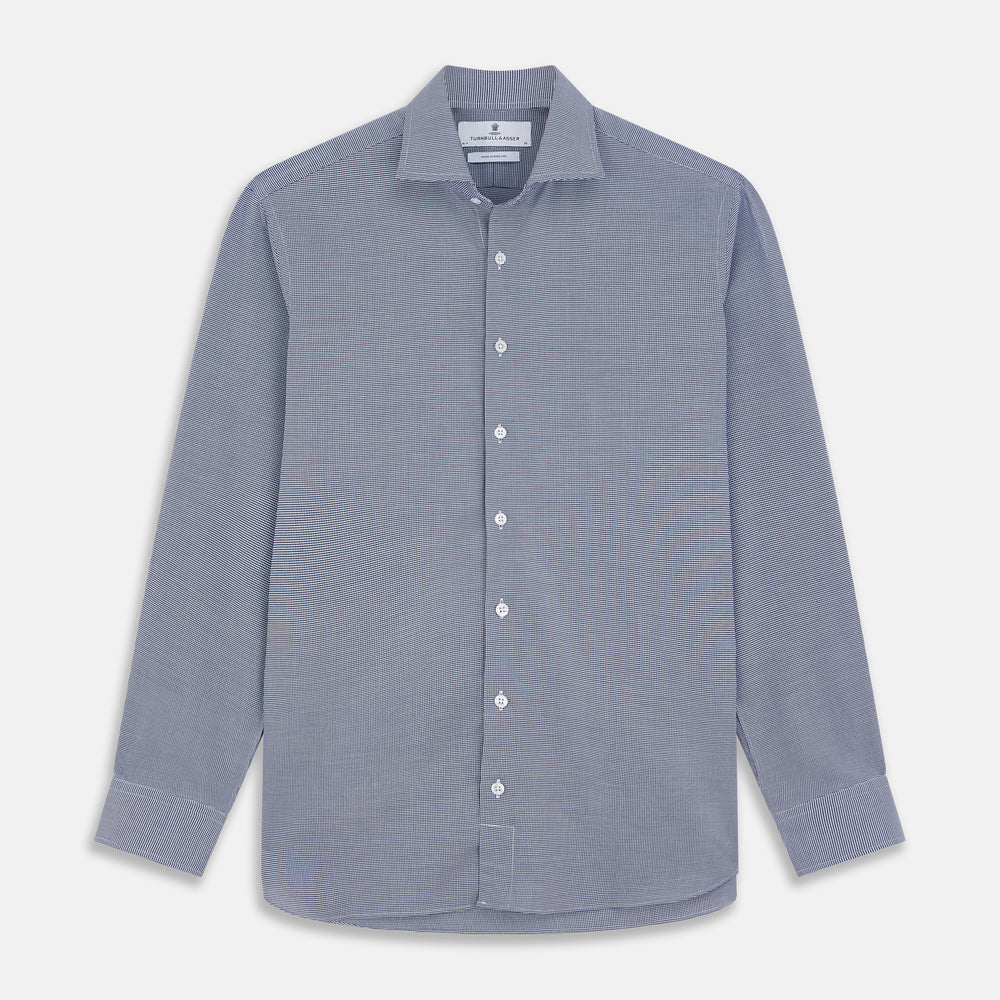 Navy Pattern Cotton Voile Tailored Fit Shelton Shirt