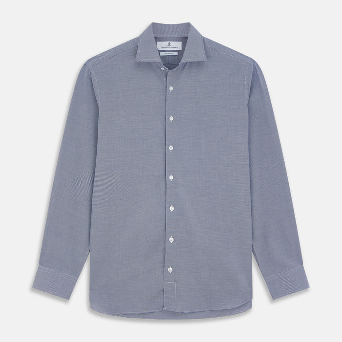 Navy Pattern Cotton Voile Tailored Fit Shelton Shirt