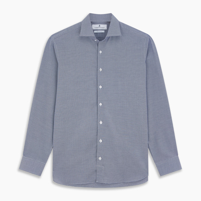 Navy Pattern Cotton Voile Tailored Fit Shelton Shirt Image 5