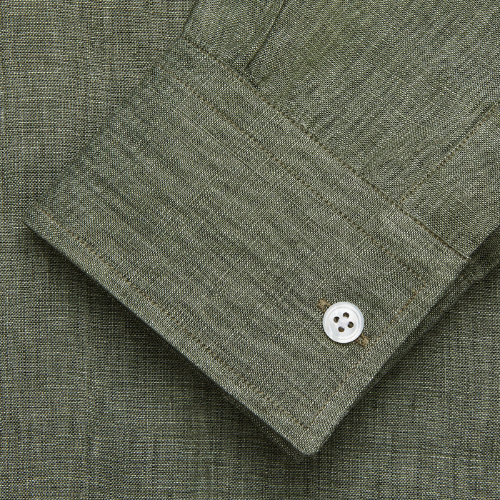 Sage Green Linen Weekend Fit Finch Shirt Image 1