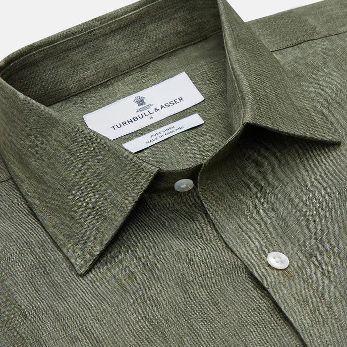 Sage Green Linen Weekend Fit Finch Shirt Image 2