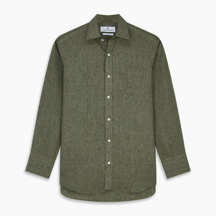 Sage Green Linen Weekend Fit Finch Shirt Image 5