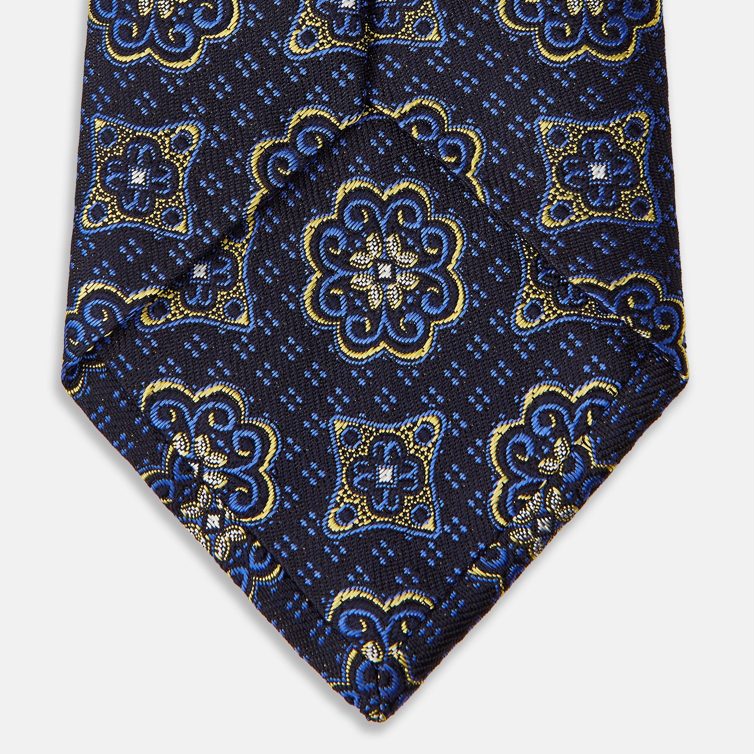 Navy Floral Tile Silk Tie