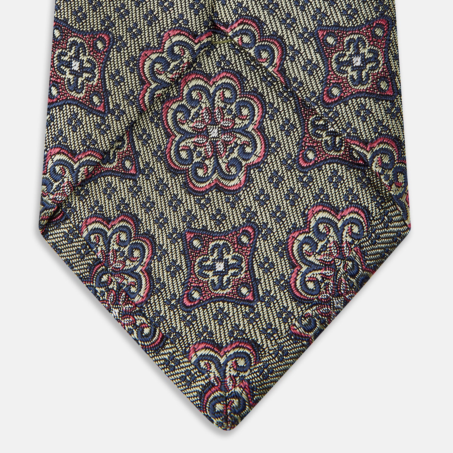 View 4 of product Green Floral Tile Silk Tie