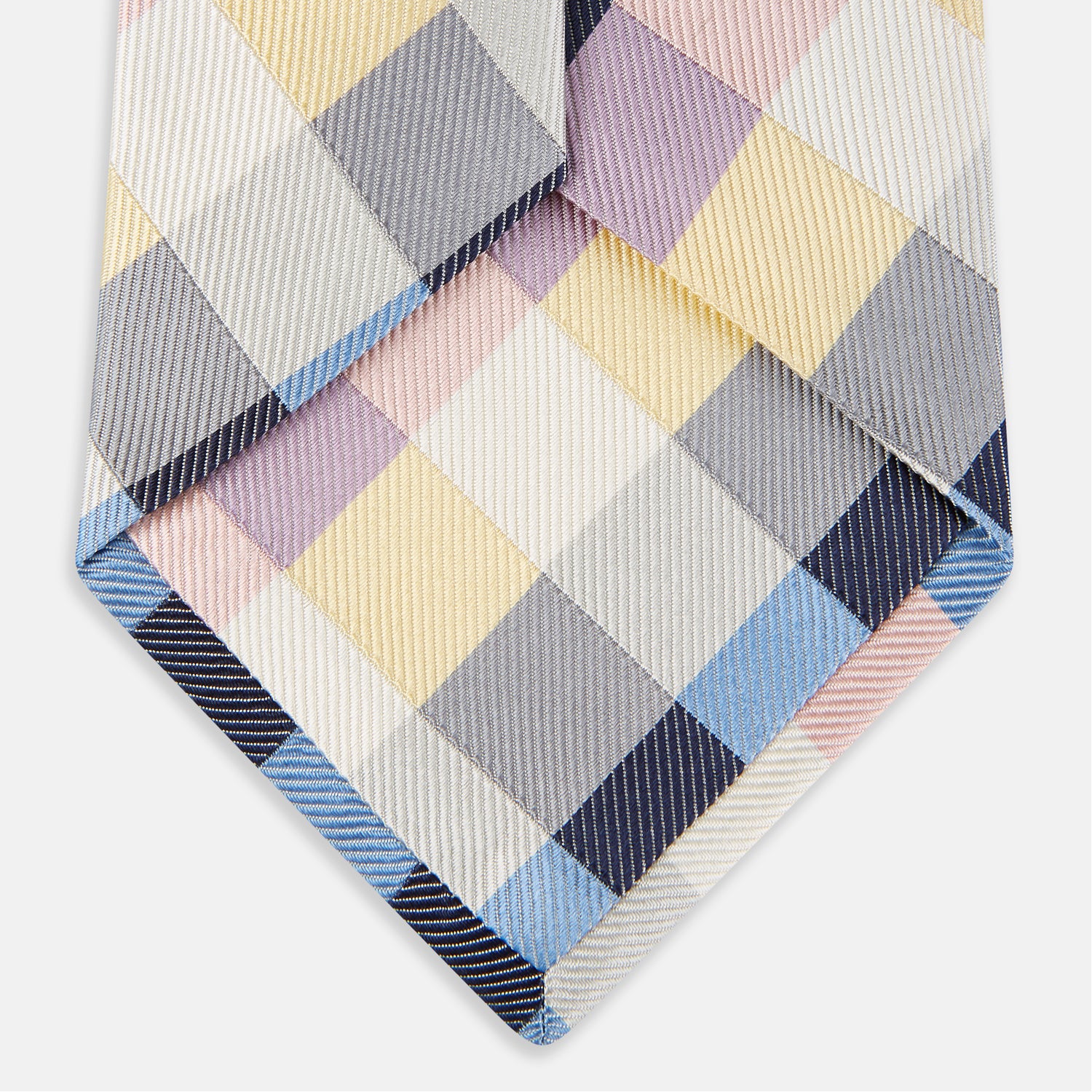 Lilac and Yellow Checkerboard Silk Tie