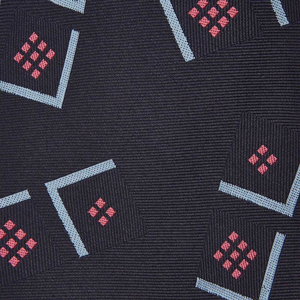 Navy Graphic Deco Silk Tie