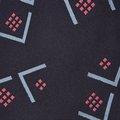 Navy Graphic Deco Silk Tie Image 1