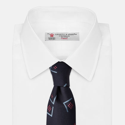 Navy Graphic Deco Silk Tie Image 3