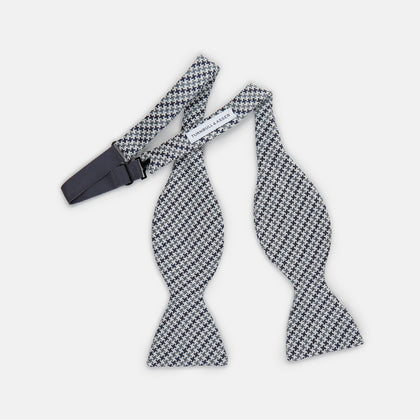 Blue Multi Puppytooth Silk Bow Tie Image 1