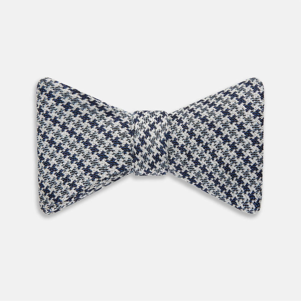 Blue Multi Puppytooth Silk Bow Tie