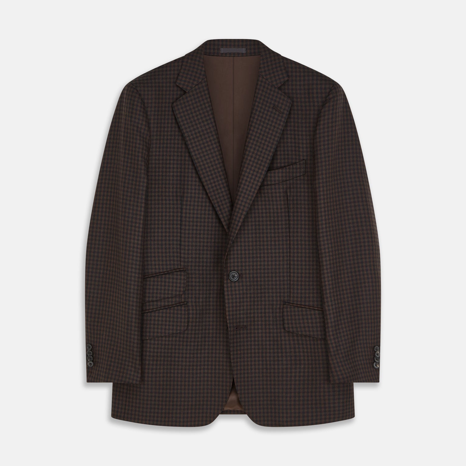 View 1 of product Brown and Navy Checked Wool Barrington Blazer