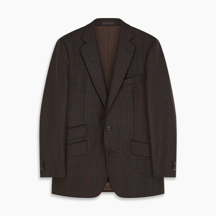 Brown and Navy Checked Wool Barrington Blazer Image 4