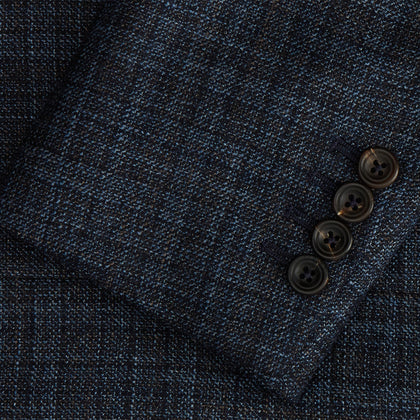 Navy Check Wool and Cashmere Blend Double Breasted Bertie Blazer Image 2