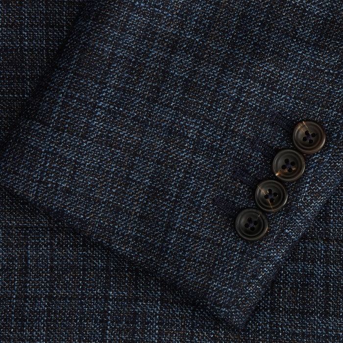 Navy Check Wool and Cashmere Blend Double Breasted Bertie Blazer Image 2