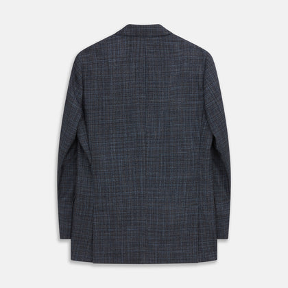 Navy Check Wool and Cashmere Blend Double Breasted Bertie Blazer Image 3