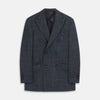 View 1 of product Navy Check Wool and Cashmere Blend Double Breasted Bertie Blazer