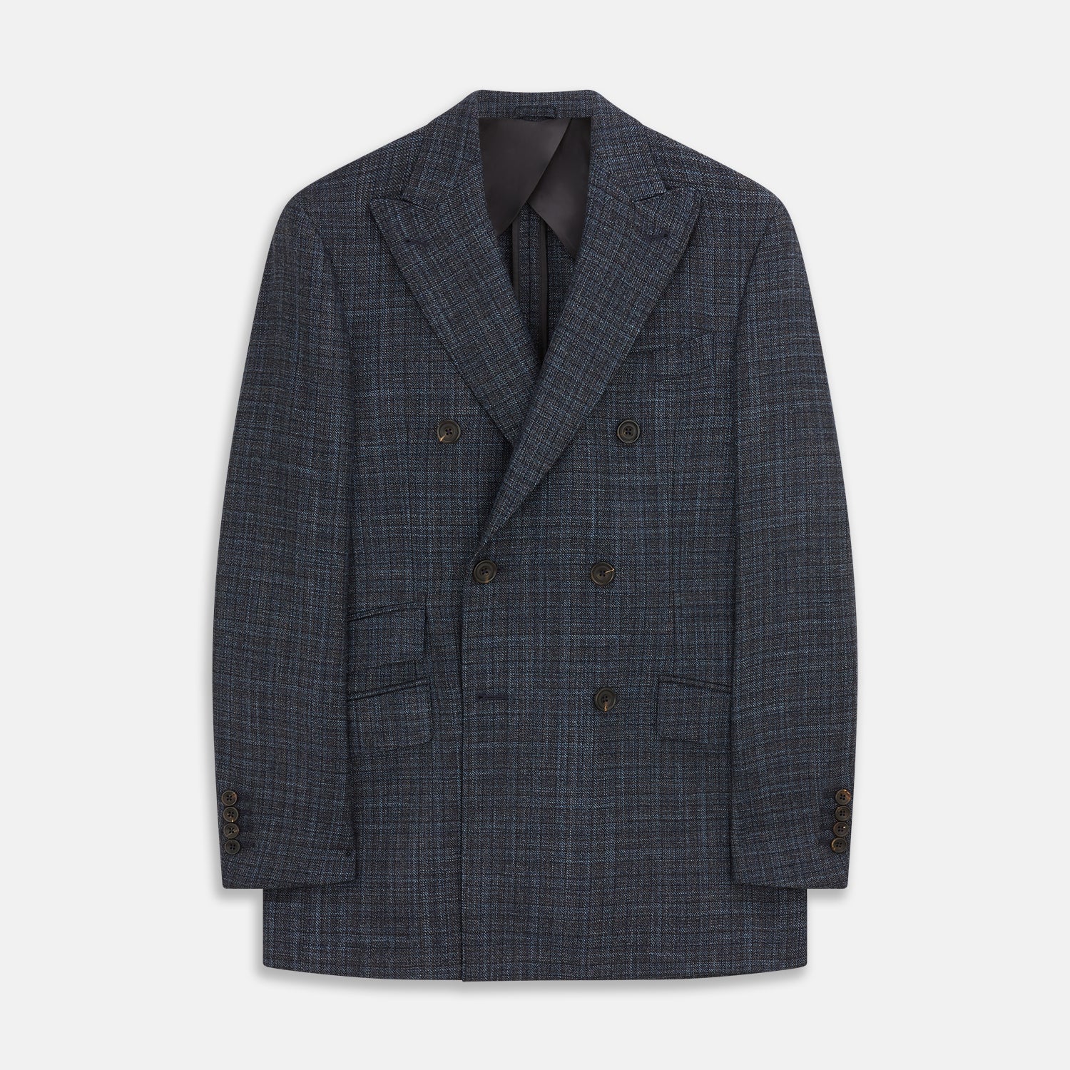 View 1 of product Navy Check Wool and Cashmere Blend Double Breasted Bertie Blazer