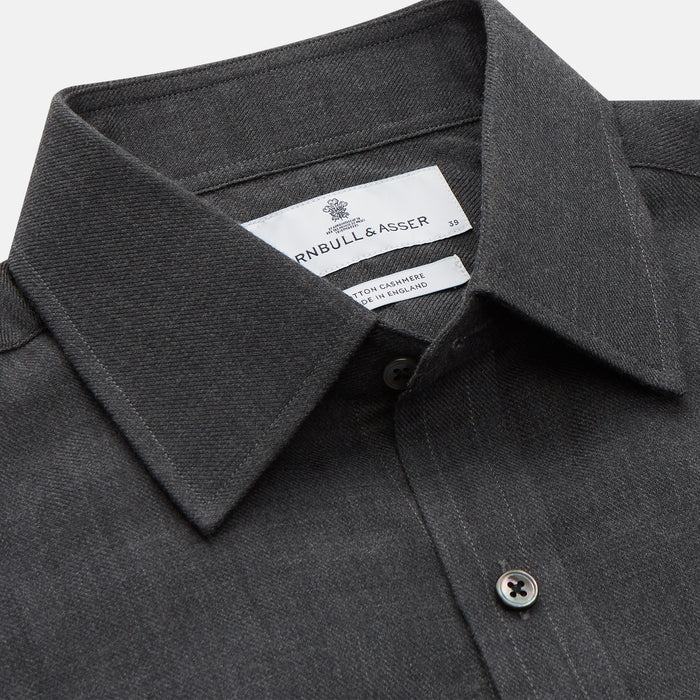 Charcoal Cotton and Wool Blend Regular Fit Mayfair Shirt Image 1