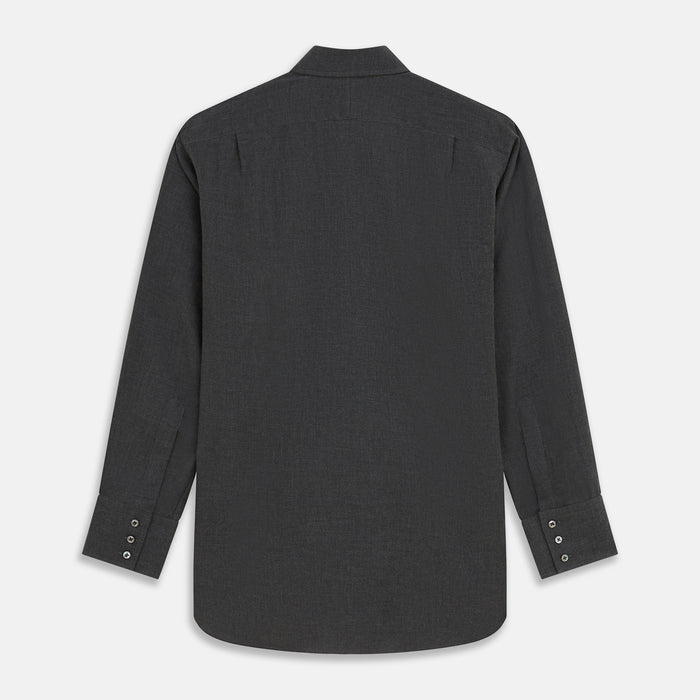 Charcoal Cotton and Wool Blend Regular Fit Mayfair Shirt Image 4