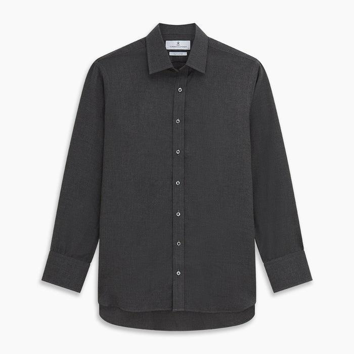 Charcoal Cotton and Wool Blend Regular Fit Mayfair Shirt Image 5
