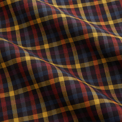 Blue, Yellow and Red Multi Check Wool Weekend Fit Finch Shirt Image 3