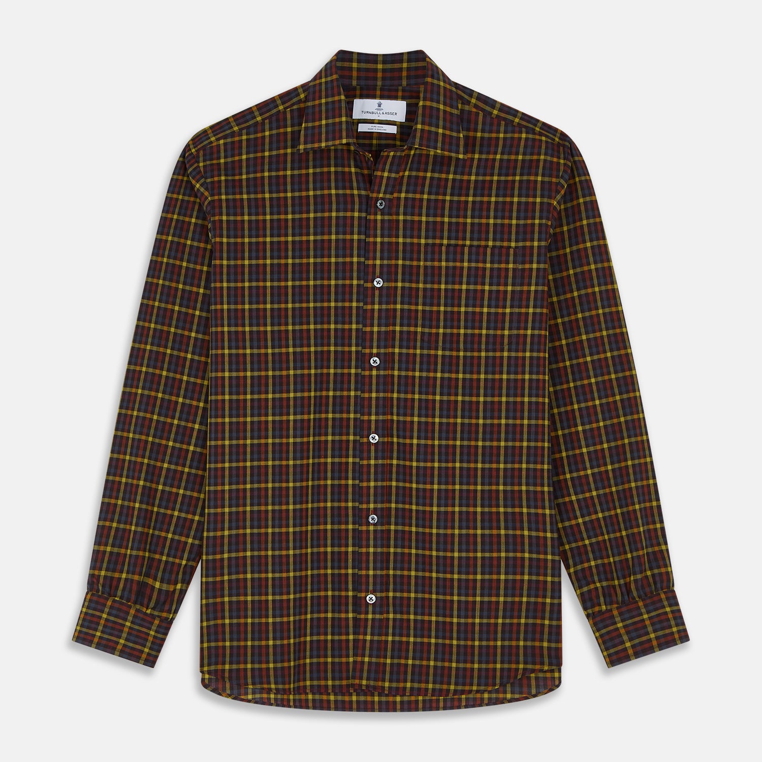 Blue, Yellow and Red Multi Check Wool Weekend Fit Finch Shirt ...