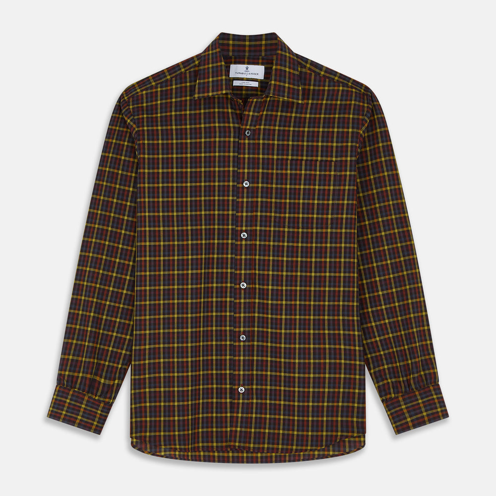 Blue, Yellow and Red Multi Check Wool Weekend Fit Finch Shirt