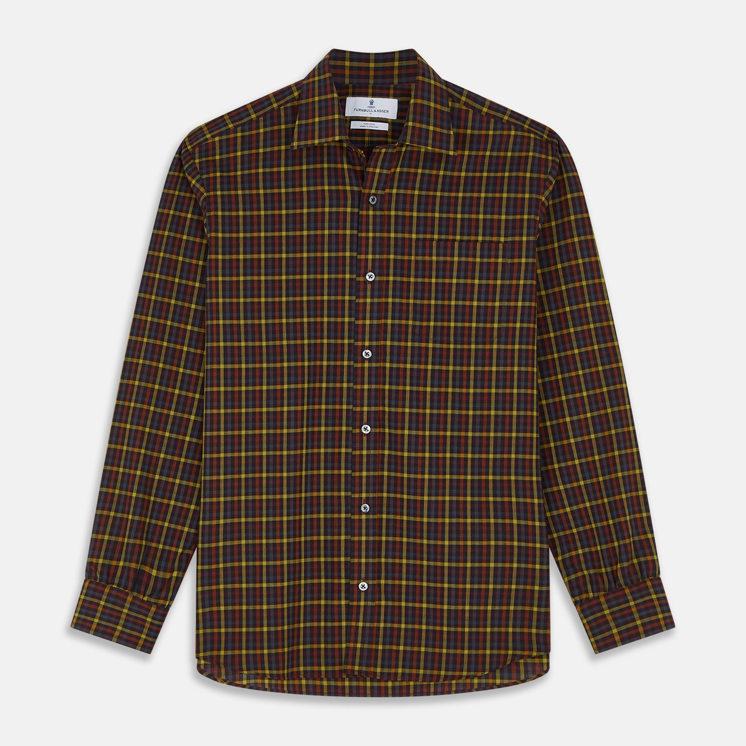 View 1 of product Blue, Yellow and Red Multi Check Wool Weekend Fit Finch Shirt