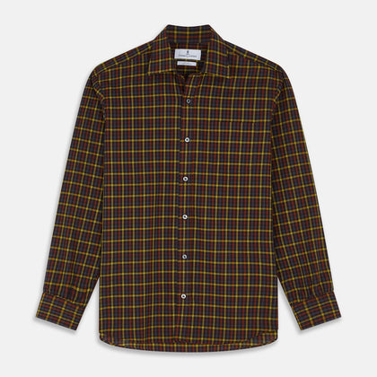 Blue, Yellow and Red Multi Check Wool Weekend Fit Finch Shirt