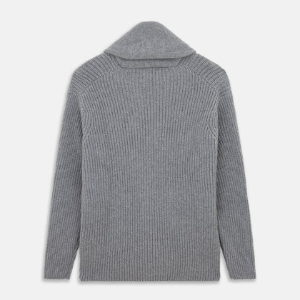 Grey Ribbed Cashmere Ainsley Cardigan Image 2