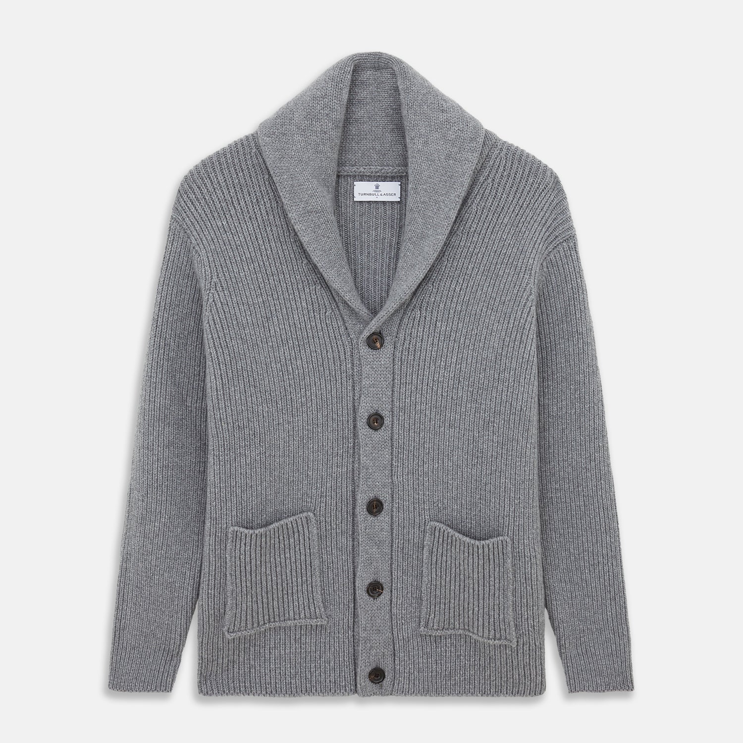 View 1 of product Grey Ribbed Cashmere Ainsley Cardigan